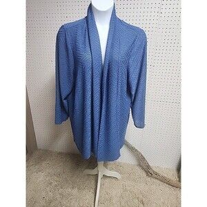 Catherines Textured Geometric 4X Open Front Shrug  Blue Womens SZ 30/32W